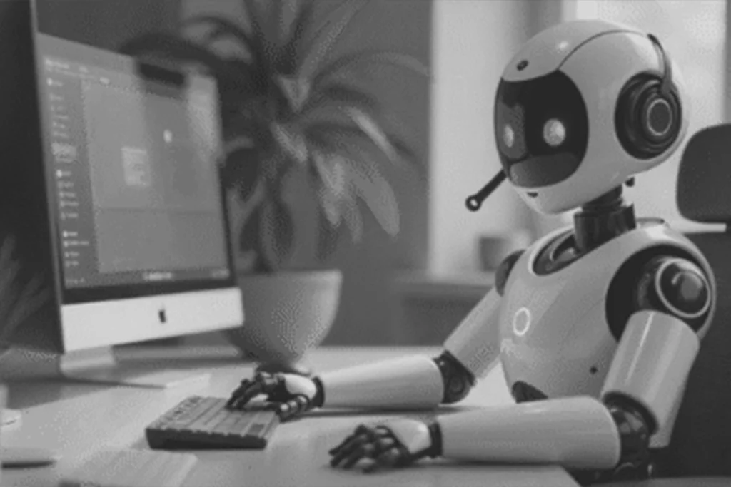 Illustration of an AI agent autonomously evaluating a business website as a customer in 2026, representing generative engine optimization and agentic AI discovery