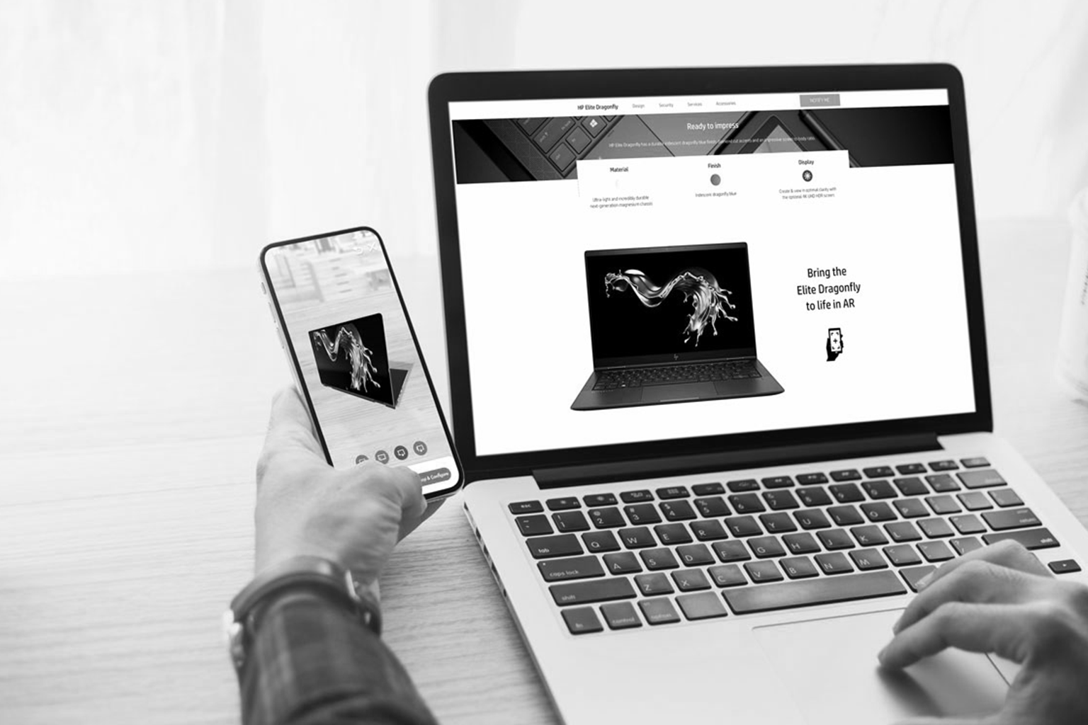 A customer using Web AR in their browser to visualise a furniture product inside their living room — no app required, powered by WebXR technology.
