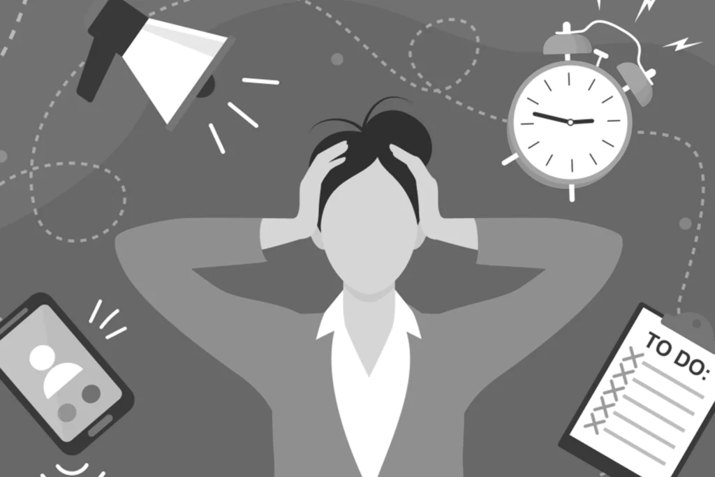 Healthcare B2B founder experiencing decision fatigue while reviewing a complex digital product interface